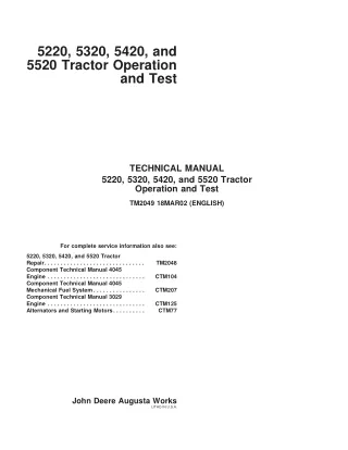 John Deere 5520 Tractor operator’s manual