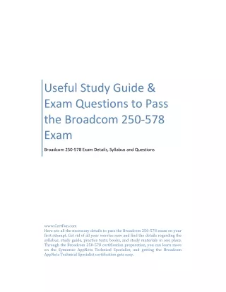 Useful Study Guide & Exam Questions to Pass the Broadcom 250-578 Exam