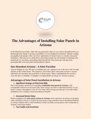 The Advantages of Installing Solar Panels in Arizona