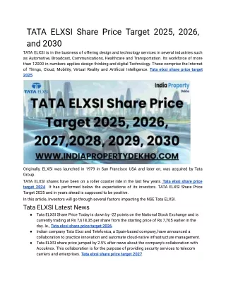 Tata elxsi share price target 2025