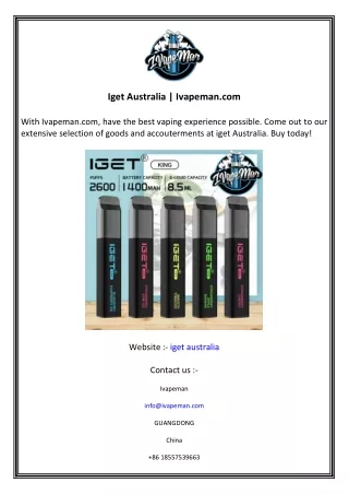 Iget Australia  Ivapeman.com