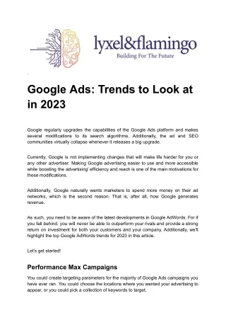 Google Ads Mastery: Thrive in 2023 By Lyxel & Flamingo