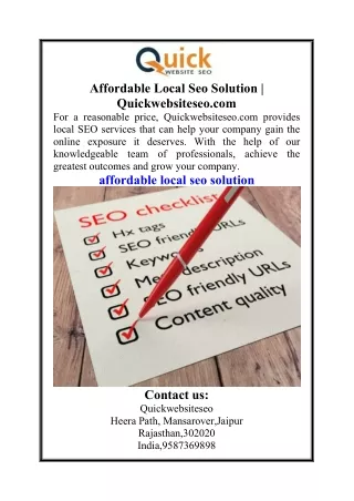 Affordable Local Seo Solution  Quickwebsiteseo.com