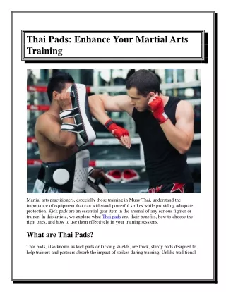 Thai Pads Enhance Your Martial Arts Training