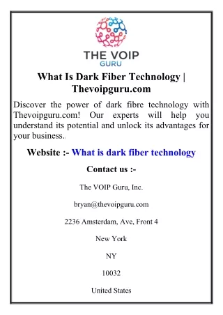 What Is Dark Fiber Technology  Thevoipguru.com