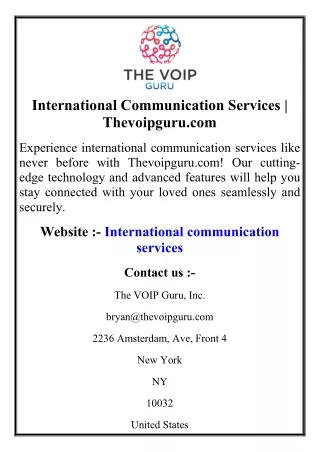 International Communication Services  Thevoipguru.com