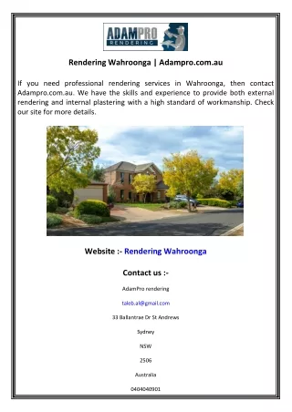 Rendering Wahroonga  Adampro.com.au