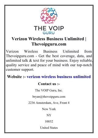 Verizon Wireless Business Unlimited  Thevoipguru.com