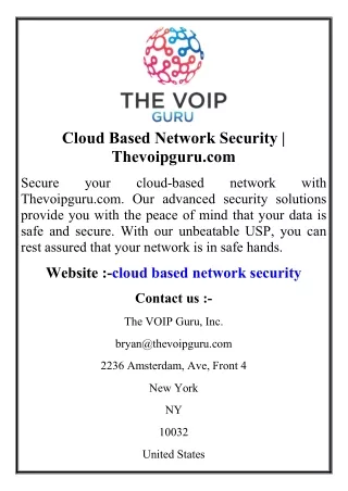 Cloud Based Network Security  Thevoipguru