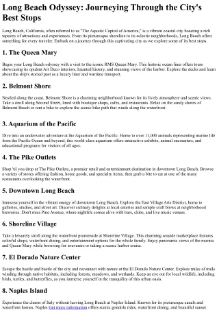 Long Beach Magic: Spellbinding Places That Charms Every Guest
