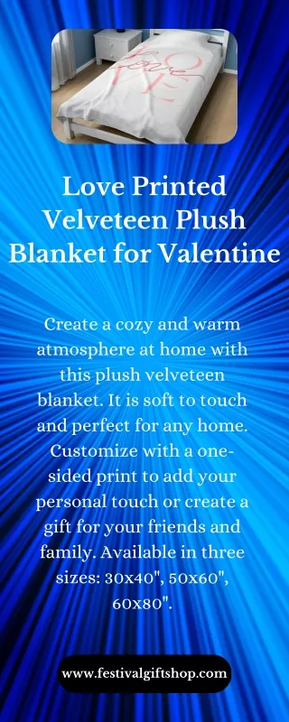 Love Printed Velveteen Plush Blanket for Valentine