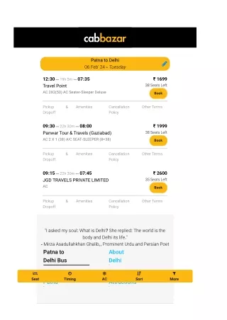 Patna to Delhi Bus Price | Patna to Delhi Bus Ticket
