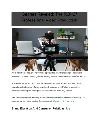 Professional video production company