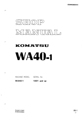 Komatsu WA40-1 Wheel Loader Service Repair Manual SN：1001 and up