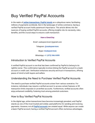 Currently The Top Site To  Buy Verified PayPal Accounts In This Year