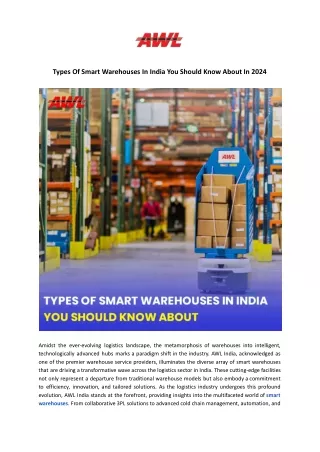 Types Of Smart Warehouses In India You Should Know About In 2024