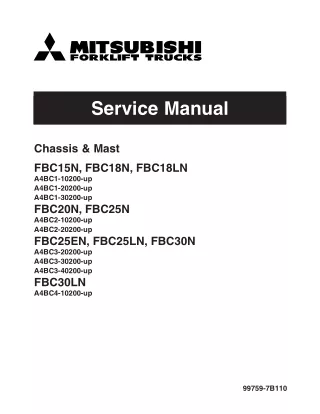 Mitsubishi FBC25LN Forklift Trucks Service Repair Manual SN A4BC3-30200-UP