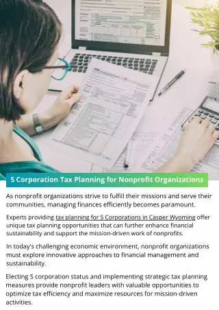 S Corporation Tax Planning for Nonprofit Organizations