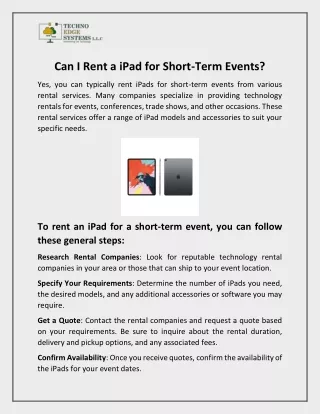 Can I Rent a iPad for Short-Term Events?