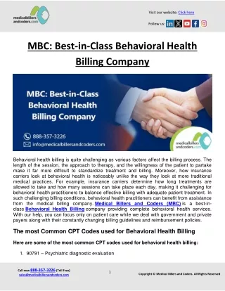 MBC- Best-in-Class Behavioral Health Billing Company