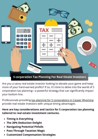 S corporation Tax Planning For Real Estate Investors