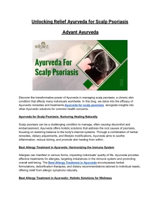 Unlocking Relief Ayurveda for Scalp Psoriasis- Adyant Ayurveda