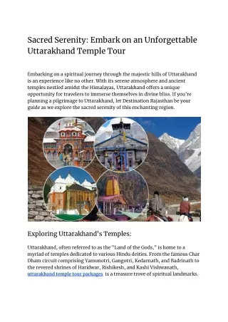 Sacred Serenity_ Embark on an Unforgettable Uttarakhand Temple Tour