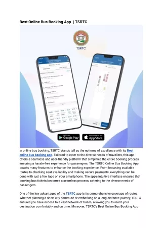 Best Online Bus Booking App  _ TSRTC