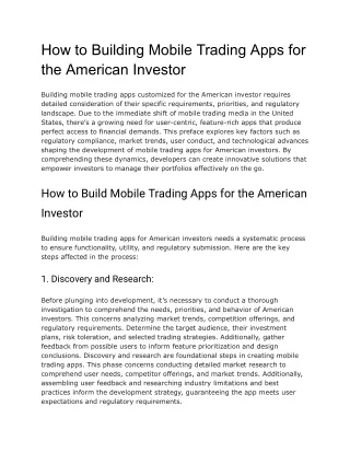 How to Building Mobile Trading Apps for the American Investor