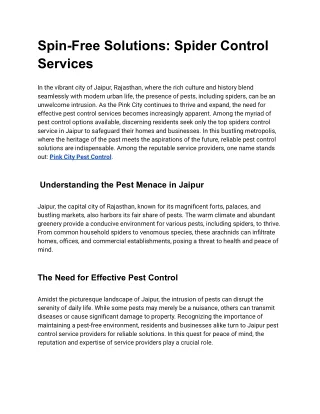 Spin-Free Solutions_ Spider Control Services