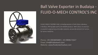 Ball Valve Exporter in Budaiya, Best Ball Valve Exporter in Budaiya