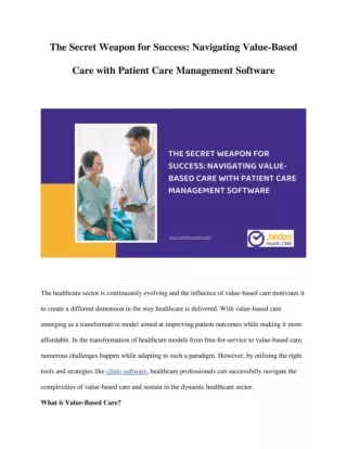 The Secret Weapon for Success Navigating Value-Based Care with Patient Care Management Software