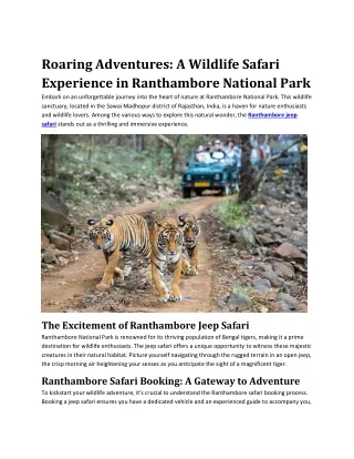Roaring Adventures ranthambore tiger resort