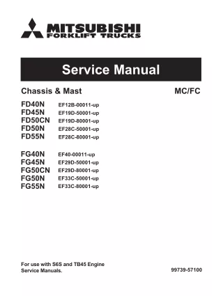 Mitsubishi FD50N Forklift Trucks Service Repair Manual SN EF28C-50001-UP