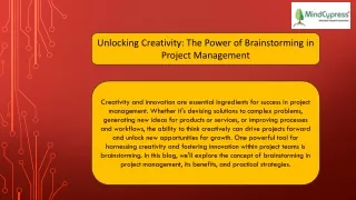 Unlocking Creativity: The Power of Brainstorming in Project Management