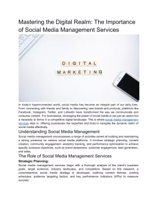 Mastering the Digital Realm_ The Importance of Social Media Management Services