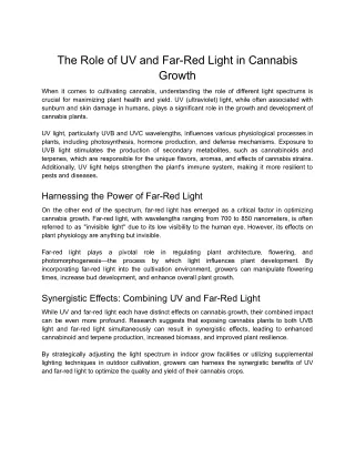 The Role of UV and Far-Red Light in Cannabis Growth_