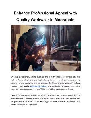 Enhance Professional Appeal with Quality Workwear in Moorabbin