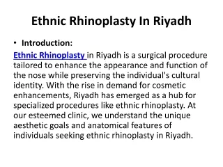 Ethnic Rhinoplasty in Riyadh