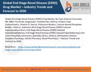 Global End Stage Renal Disease (ESRD) Drug Market – Industry Trends and Forecast to 2030