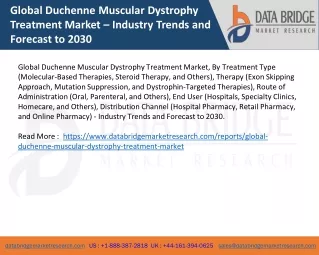 Global Duchenne Muscular Dystrophy Treatment Market – Industry Trends and Forecast to 2030