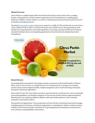 Citrus Pectin Market Growth Investing in Research and Development