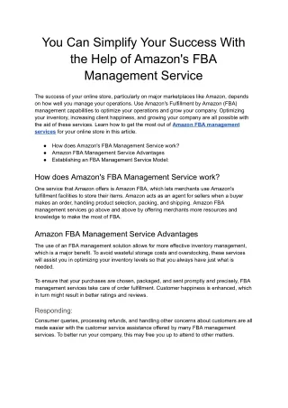 You Can Simplify Your Success With the Help of Amazon's FBA Management Service - Google Docs