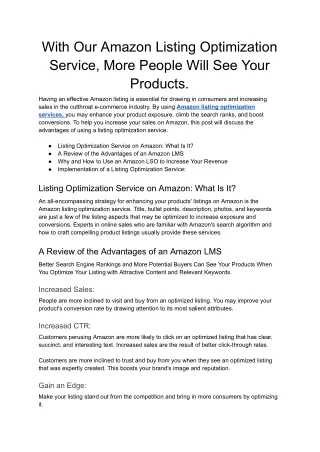 With Our Amazon Listing Optimization Service, More People Will See Your Products - Google Docs