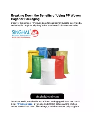 Breaking Down the Benefits of Using PP Woven Bags for Packaging