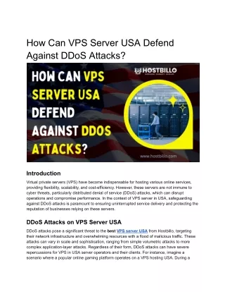 How VPS Servers USA Can Defend Against DDoS Attacks_