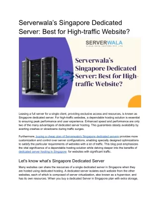 Singapore Dedicated Server_ Best for High-traffic Website