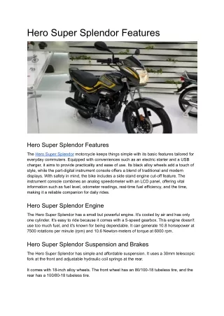 Hero Super Splendor Features