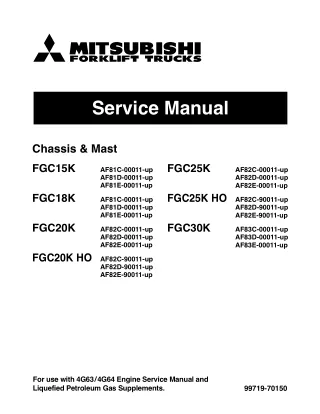 Mitsubishi FGC30K Forklift Trucks Service Repair Manual SN AF83C-00011-UP