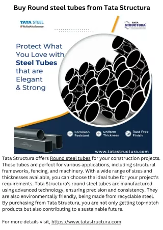 Buy Round steel tubes from Tata Structura